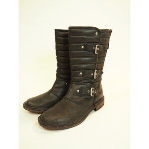 Ugg Dark Gray Leather Calf High Zipper Buckled Boots, Size 6 (US)